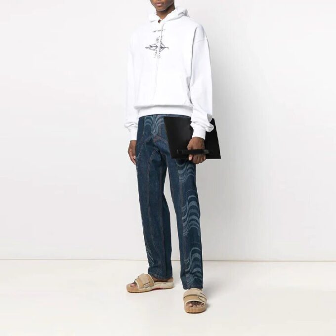 SS21 Pattern Printing hooded Long Sleeves White