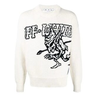 SS21 Pattern Round Neck Knit White