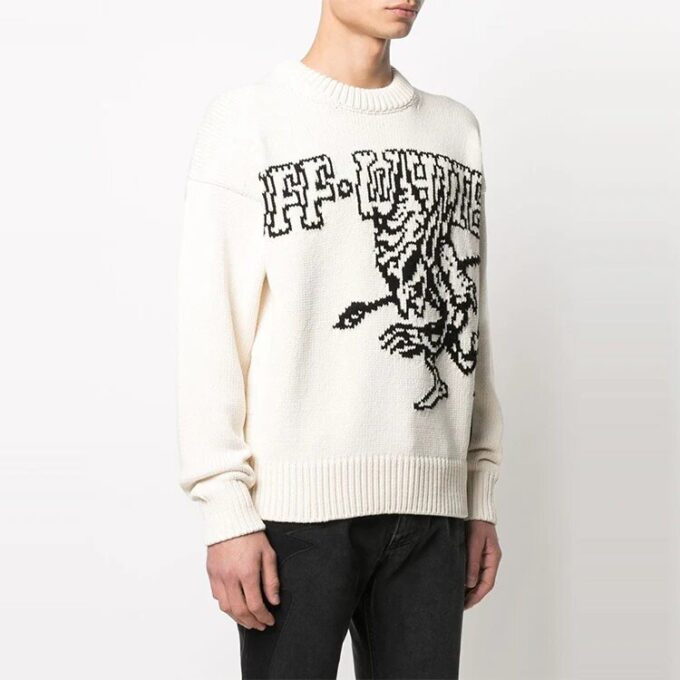SS21 Pattern Round Neck Knit White