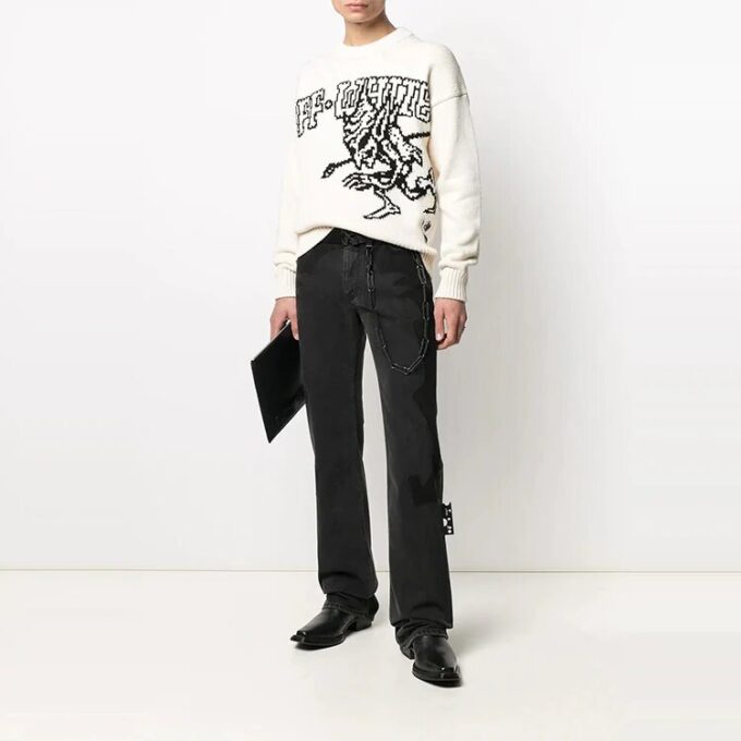 SS21 Pattern Round Neck Knit White