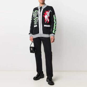 SS21 Pattern Zipper Cardigan Jacket Black