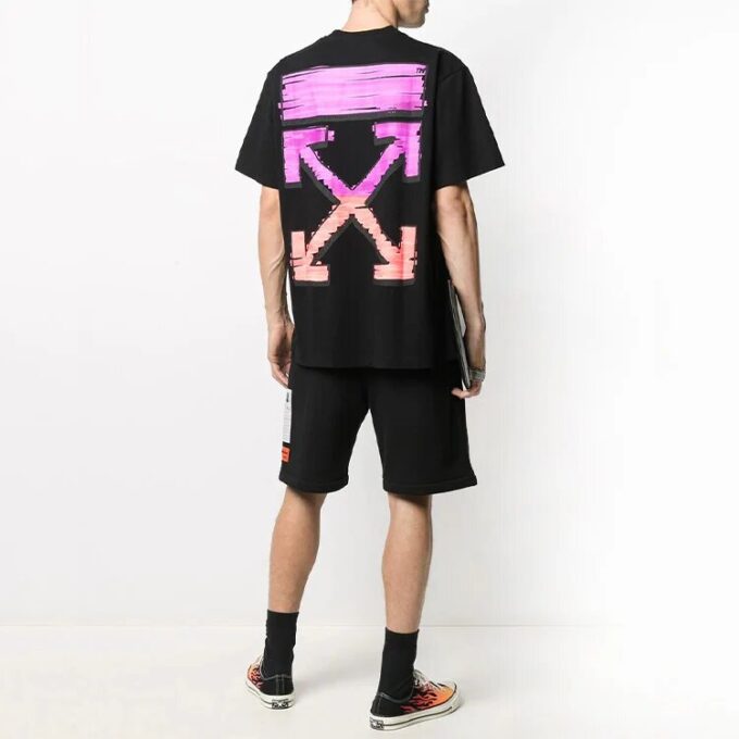 SS21 Pink Gradient Marker Arrow Short Sleeve For Men Black