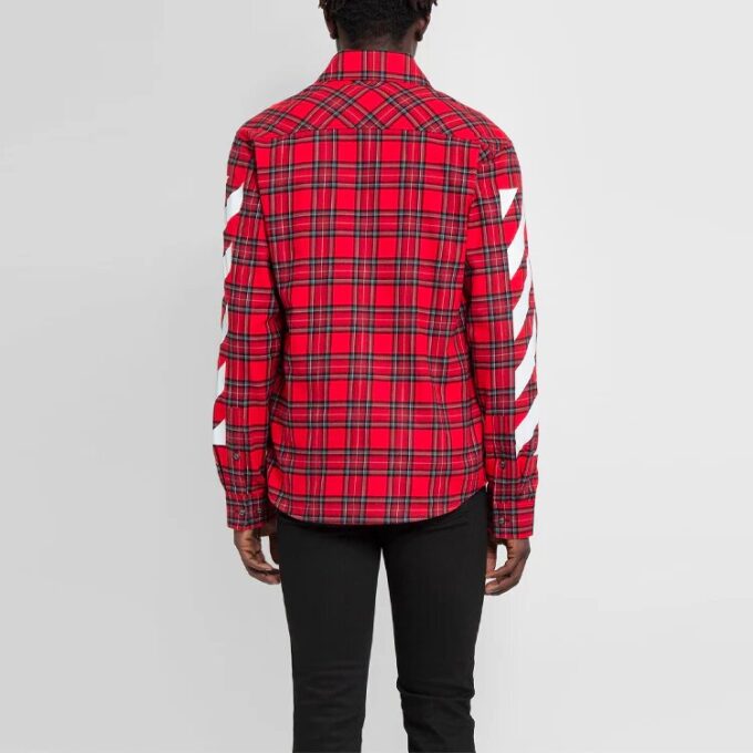 SS21 Plaid flannel Long Sleeves Shirt Loose Fit Red