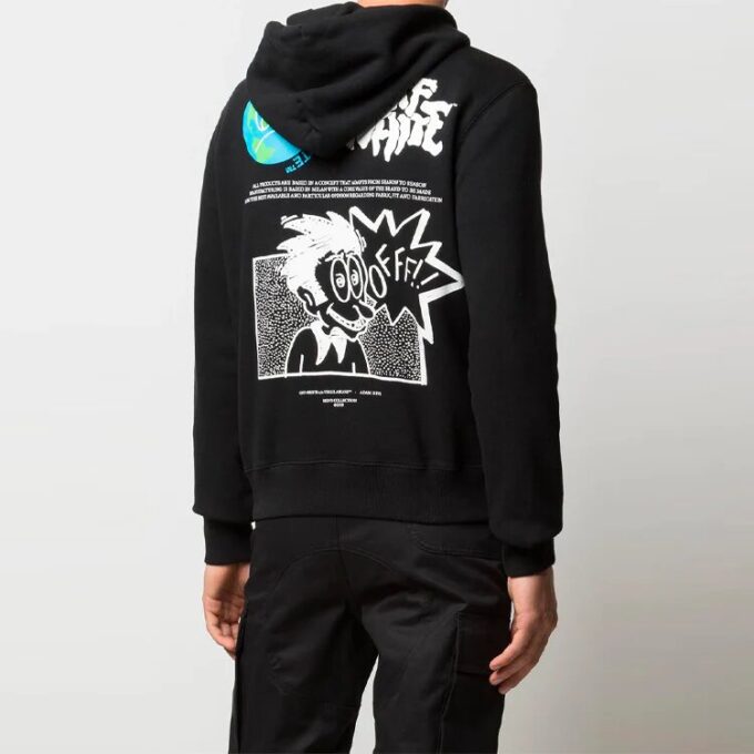 SS21 Printing hooded Long Sleeves Loose Fit Black