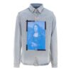 SS21 Printing Pattern lapel Long Sleeves Denim Shirt Blue