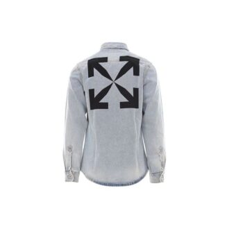 SS21 Printing Pattern lapel Long Sleeves Denim Shirt Blue