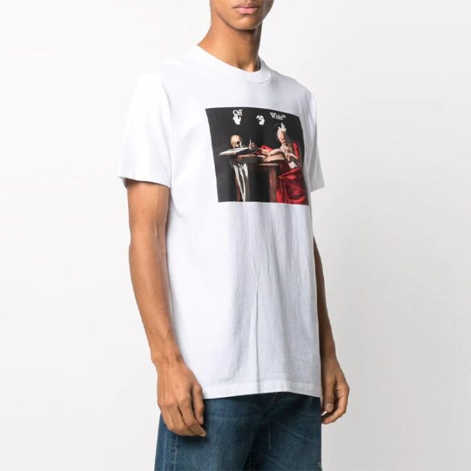 SS21 Printing Pattern Round Neck Short Sleeve White