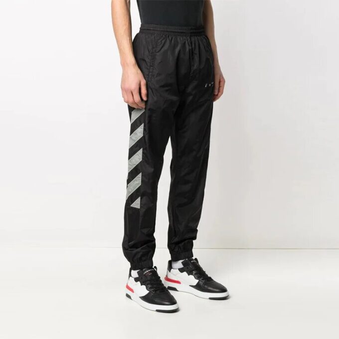SS21 Side Stripe Printing Sports Pants Black