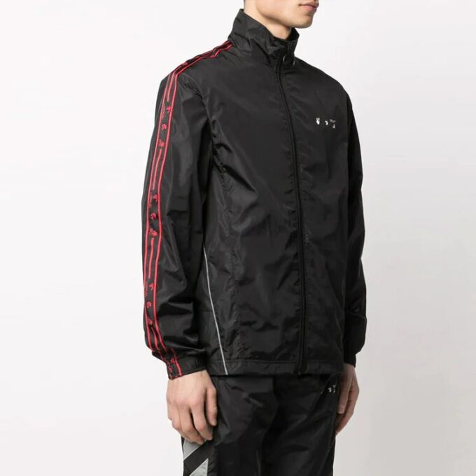SS21 Solid Color Logo Printing Zipper Sports Jacket Black