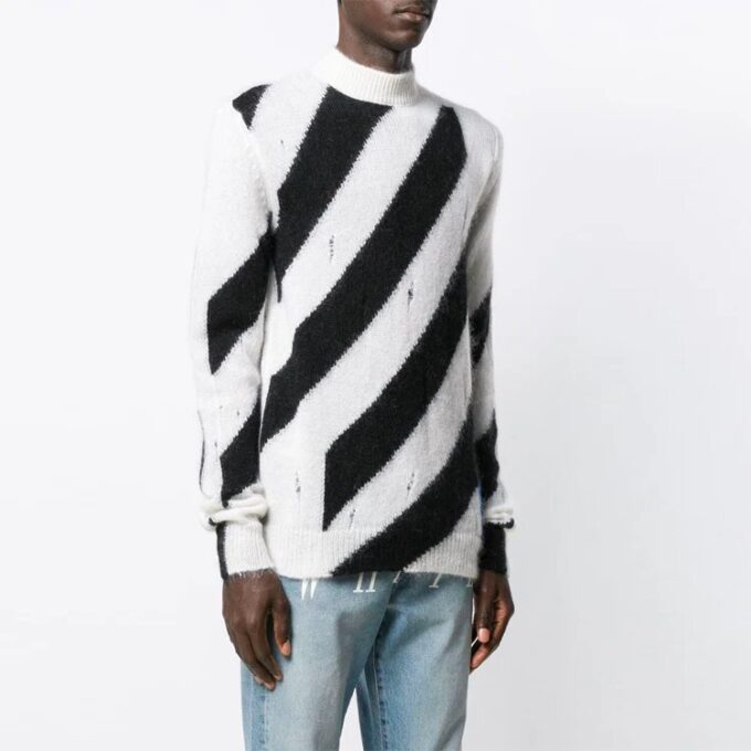 SS21 Stripe High Collar Black White