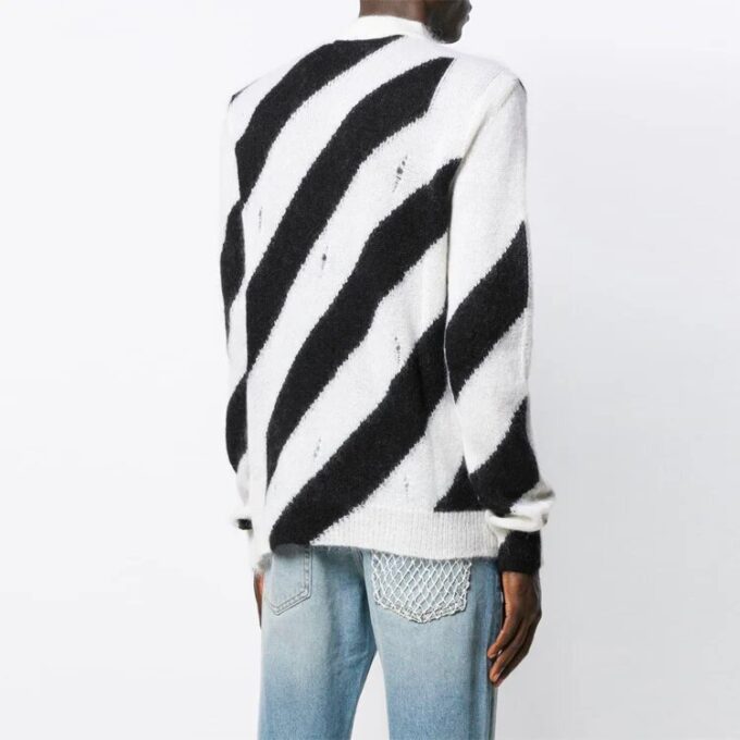 SS21 Stripe High Collar Black White