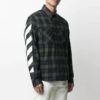 SS21 Stripe Printing Plaid flannel Long Sleeves Shirt Green