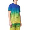 SS22 Alphabet Geometry Pattern Full Print Gradient Short Sleeve Blue