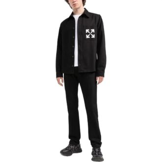 SS22 Arrow Logo Pattern Denim Long Sleeves Shirt Black