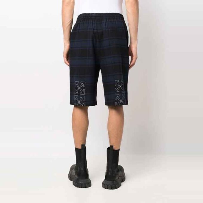 SS22 Arrow Pattern Printing Plaid Shorts Blue