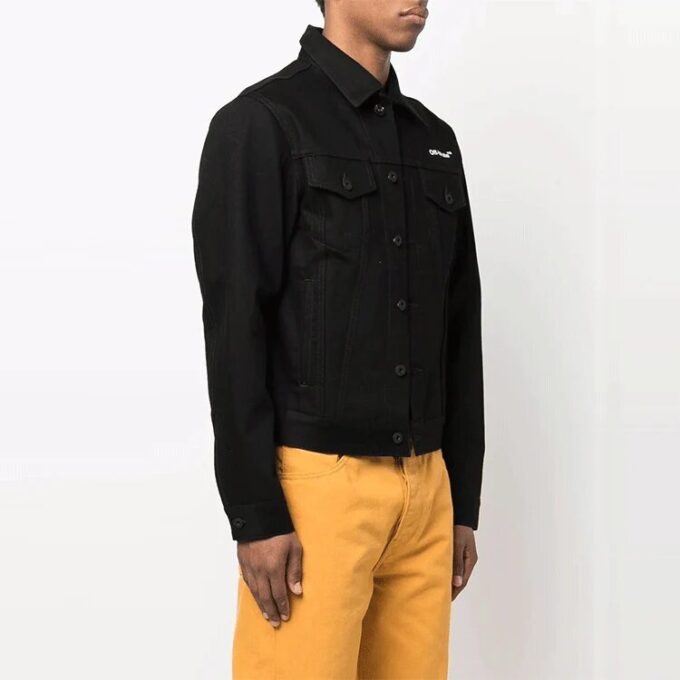 SS22 Chest Logo Printing Denim Jacket Black