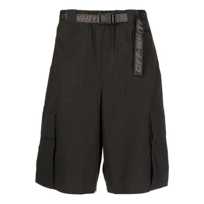 SS22 Industrial Solid Color Belt Casual Shorts Black
