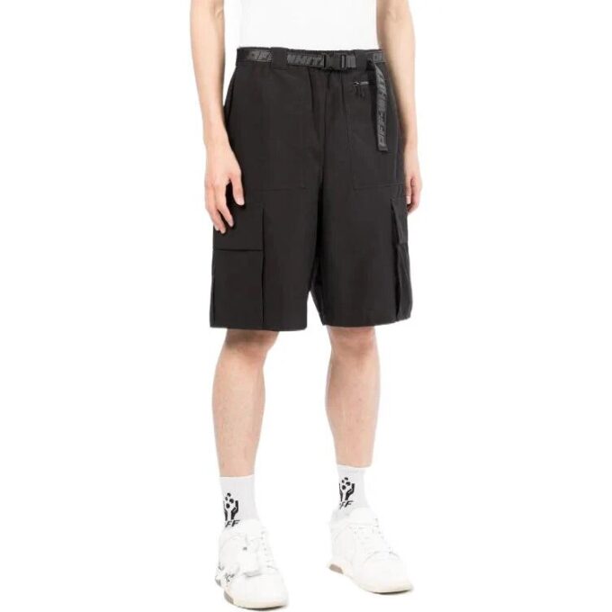 SS22 Industrial Solid Color Belt Casual Shorts Black