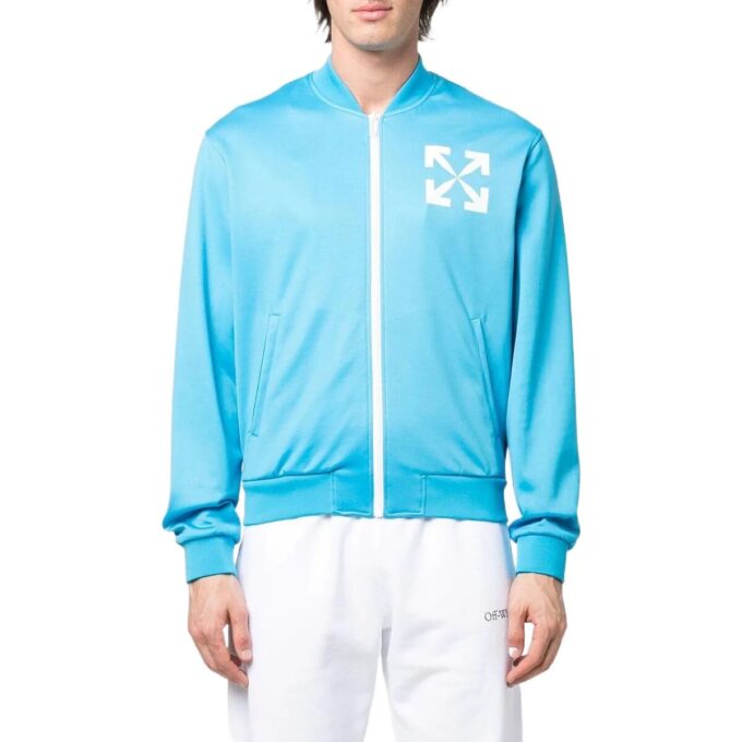 SS22 Logo Printing Solid Color Zipper Jacket Blue