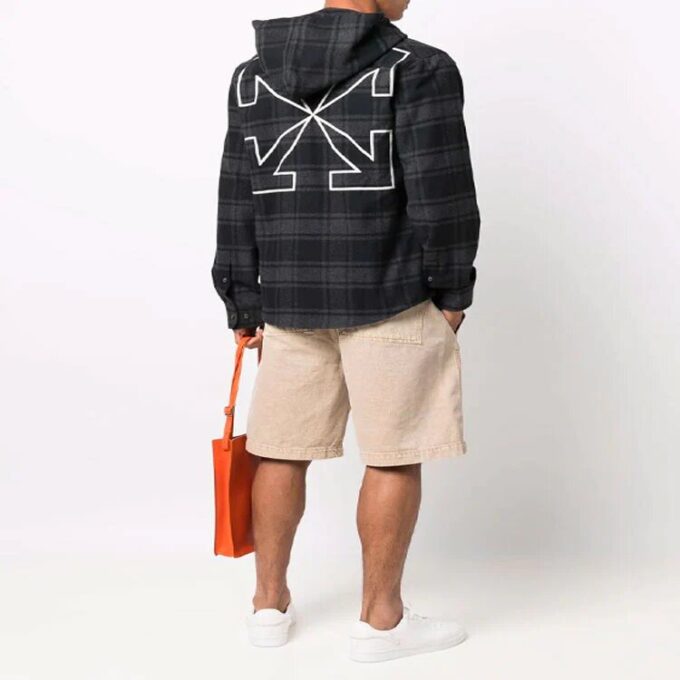 SS22 Plaid hooded Long Sleeves Shirt Version Black