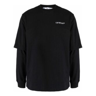 SS22 Printing Logo Solid Color Round Neck Long Sleeves Black