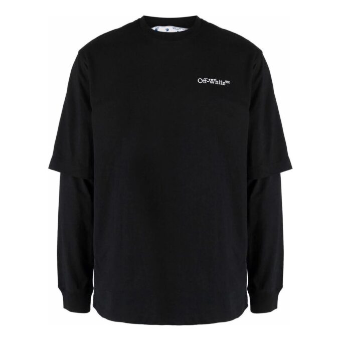 SS22 Printing Logo Solid Color Round Neck Long Sleeves Black