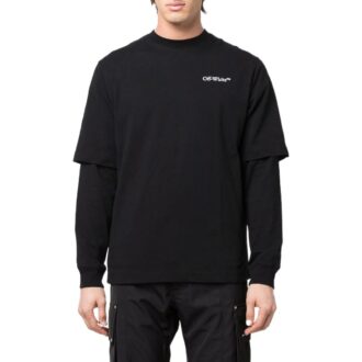 SS22 Printing Logo Solid Color Round Neck Long Sleeves Black