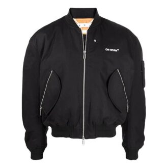 SS22 Printing Zipper Long Sleeves aviator Jacket Black