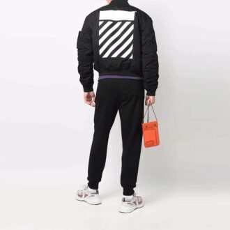 SS22 Printing Zipper Long Sleeves aviator Jacket Black