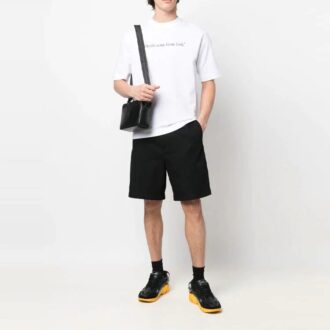 SS22 Solid Color Logo Printing Round Neck Short Sleeve Slim Fit Version White