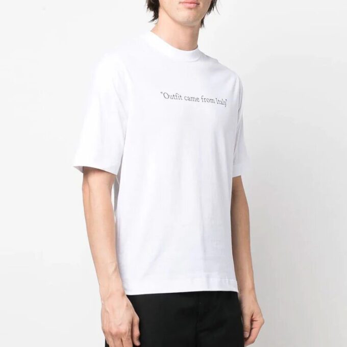 SS22 Solid Color Logo Printing Round Neck Short Sleeve Slim Fit Version White