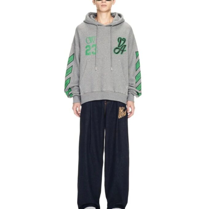 SS24 Varsity Skate Hoodie “Melange Grey College Green”