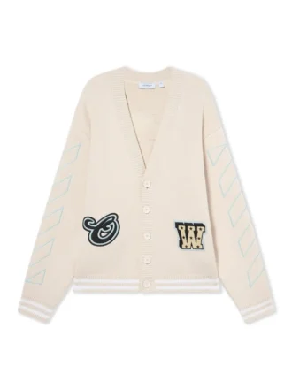 Star Logo Diagonal Varsity Knit Cardigan