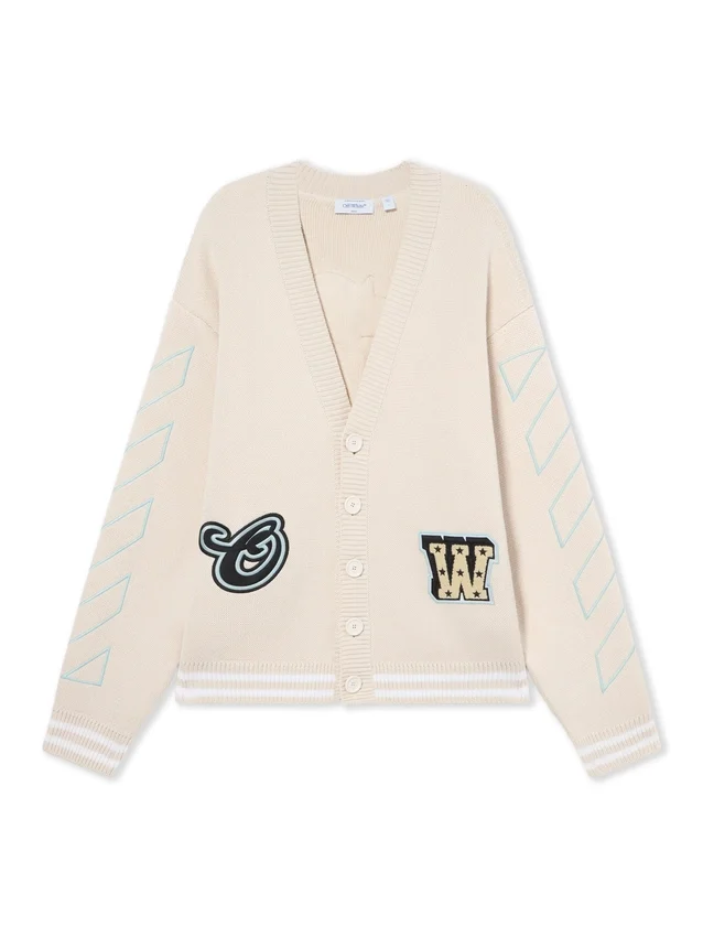 Star Logo Diagonal Varsity Knit Cardigan Star Logo Diagonal Varsity Knit Cardigan