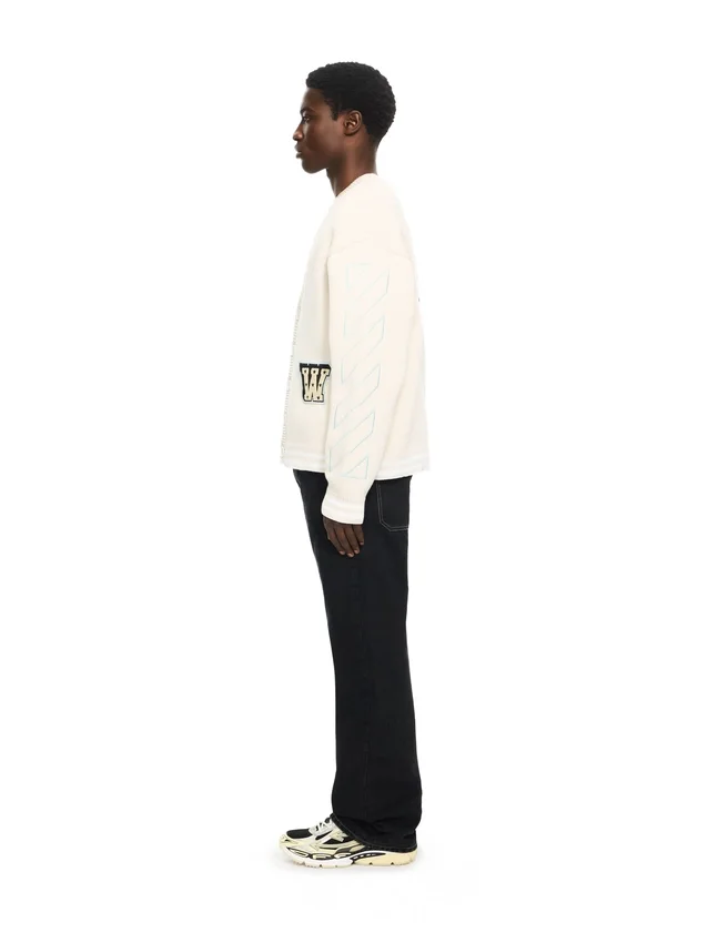 Star Logo Diagonal Varsity Knit Cardigan Star Logo Diagonal Varsity Knit Cardigan