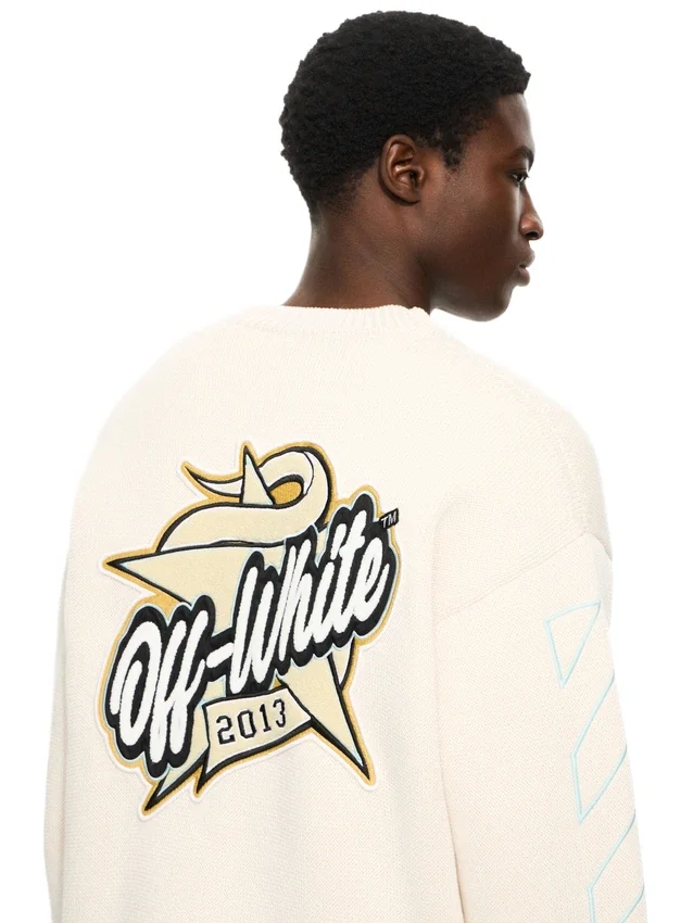 Star Logo Diagonal Varsity Knit Cardigan Star Logo Diagonal Varsity Knit Cardigan