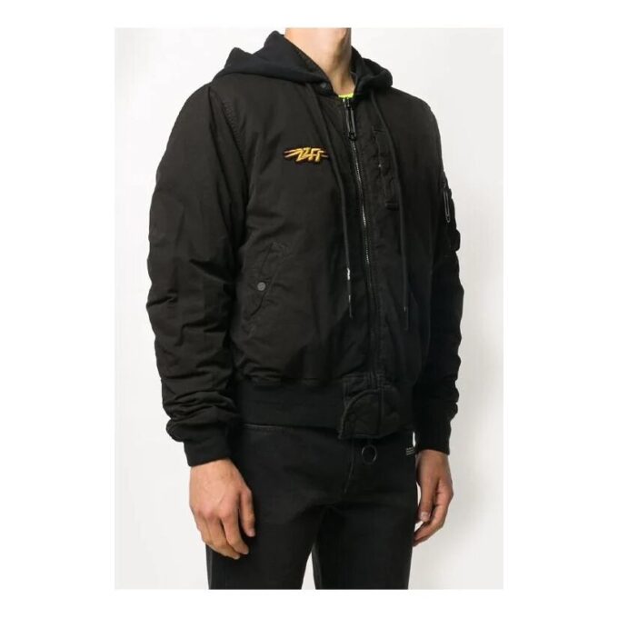 Stencil Arrows Motif Hooded Bomber Jacket