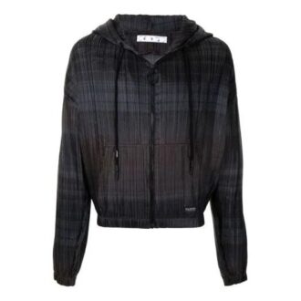 Stripe Detail Zipper Hooded Jacket Loose Fit Unisex Black
