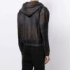 Stripe Detail Zipper Hooded Jacket Loose Fit Unisex Black