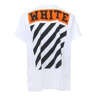Stripe Logo Printing Short Sleeve Ordinary Version White