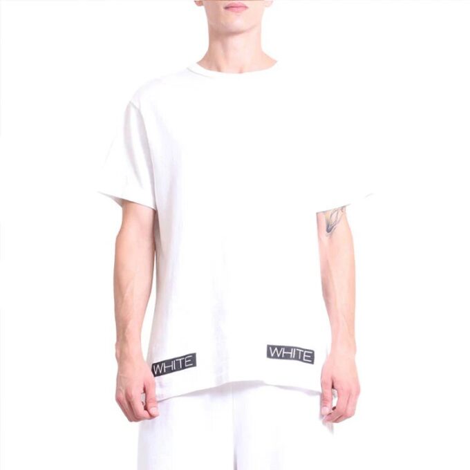 Stripe Logo Printing Short Sleeve Ordinary Version White