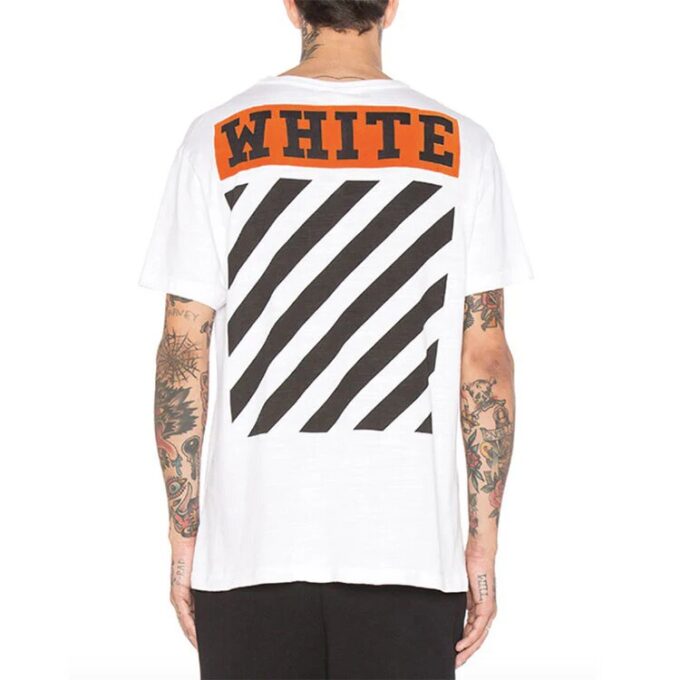 Stripe Logo Printing Short Sleeve Ordinary Version White