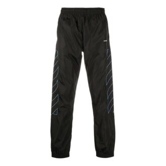 Stripe Nylon Training Long Pants Black