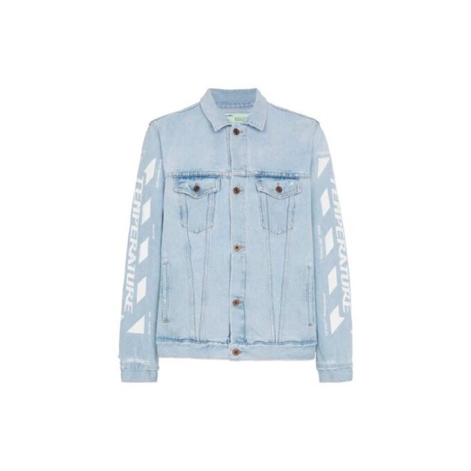 Stripe Printing Denim Jacket Blue