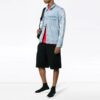 Stripe Printing Denim Jacket Blue