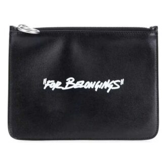 Unisex Quote-motif Printing Clutch Bag Black