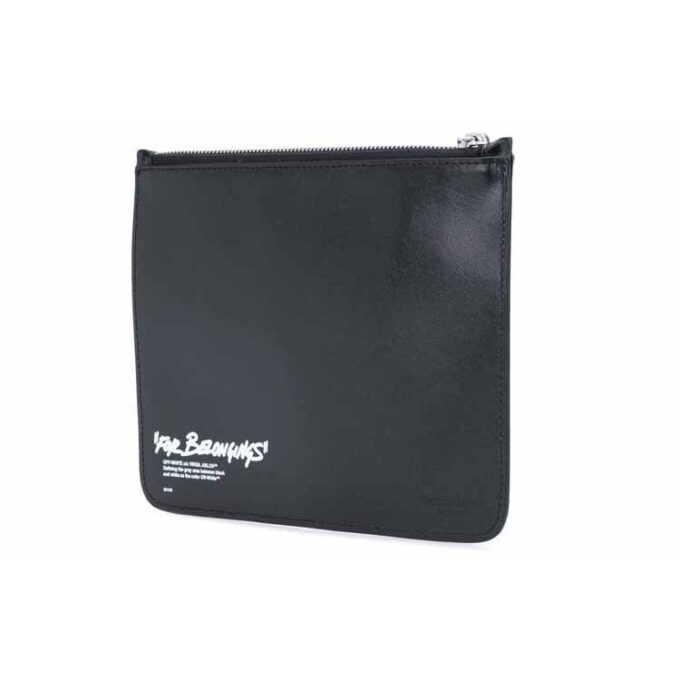 Unisex Quote-motif Printing Clutch Bag Black