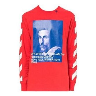 Unisex Red Printing Long Sleeves Loose Fit