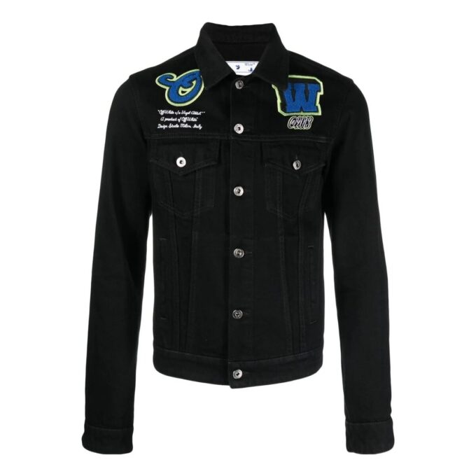 Varsity Patch Denim Jacket “Black Blue”
