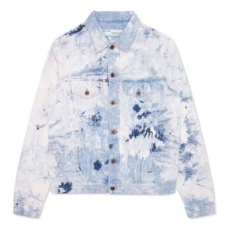 WASHED ARROW PRINT DENIM Jacket Men Light Blue White
